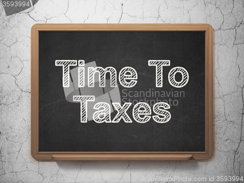 Image of Finance concept: Time To Taxes on chalkboard background
