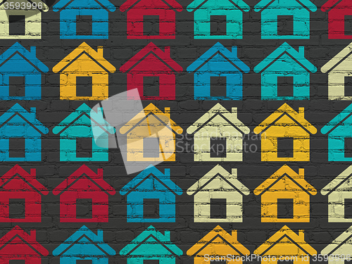 Image of Business concept: Home icons on wall background