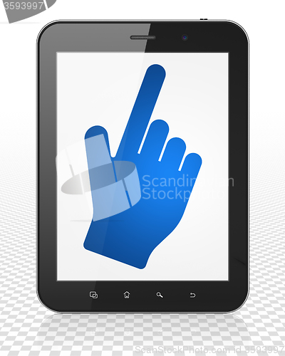 Image of Web design concept: Tablet Pc Computer with Mouse Cursor on display