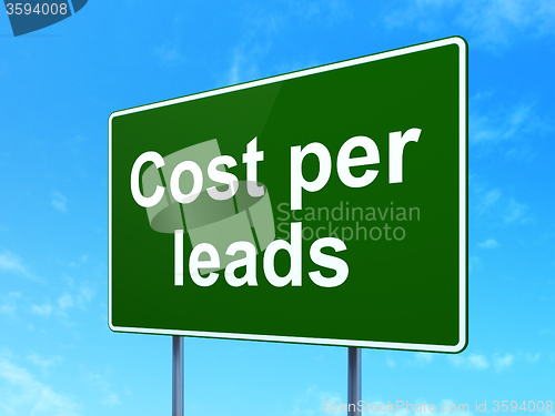 Image of Finance concept: Cost Per Leads on road sign background