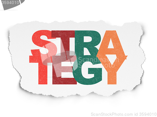 Image of Finance concept: Strategy on Torn Paper background