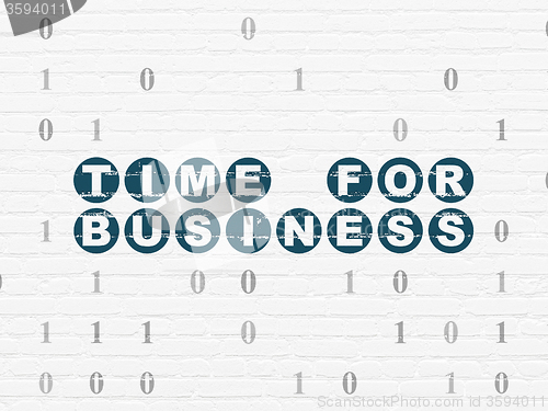 Image of Finance concept: Time for Business on wall background