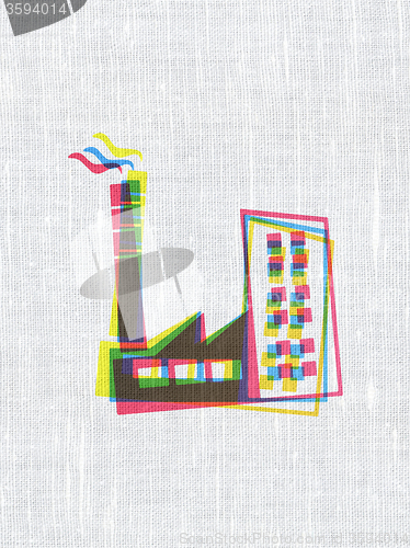 Image of Finance concept: Industry Building on fabric texture background