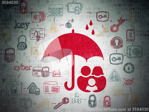 Image of Safety concept: Family And Umbrella on Digital Paper background