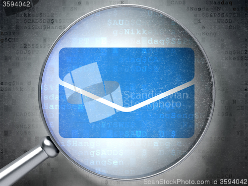 Image of Business concept: Email with optical glass on digital background