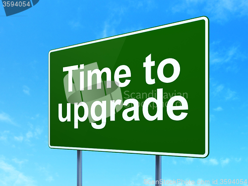 Image of Timeline concept: Time To Upgrade on road sign background