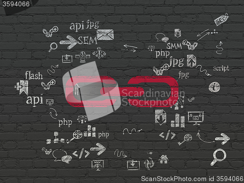 Image of Web design concept: Link on wall background