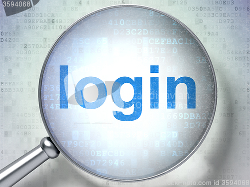 Image of Security concept: Login with optical glass