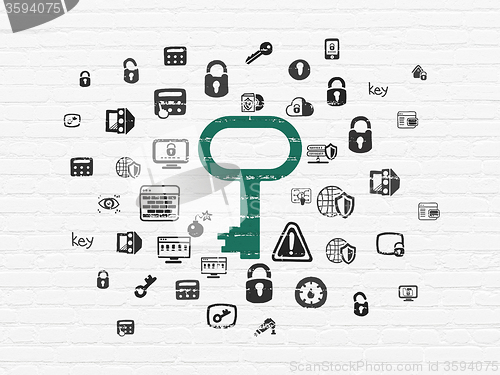 Image of Security concept: Key on wall background