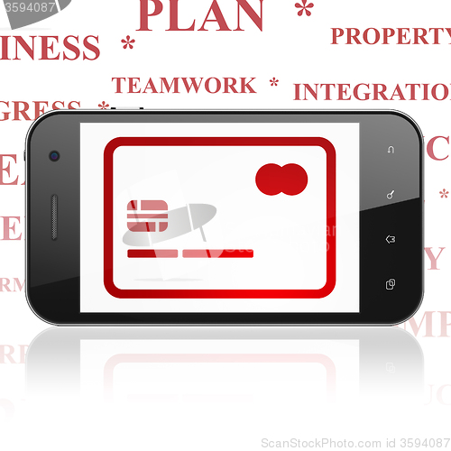 Image of Business concept: Smartphone with Credit Card on display