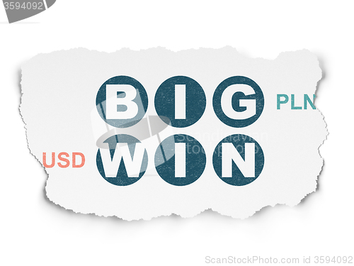 Image of Finance concept: Big Win on Torn Paper background