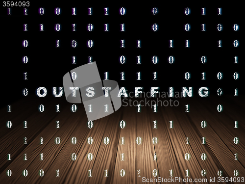 Image of Finance concept: Outstaffing in grunge dark room