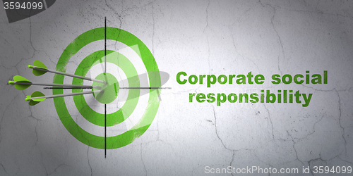 Image of Finance concept: target and Corporate Social Responsibility on wall background