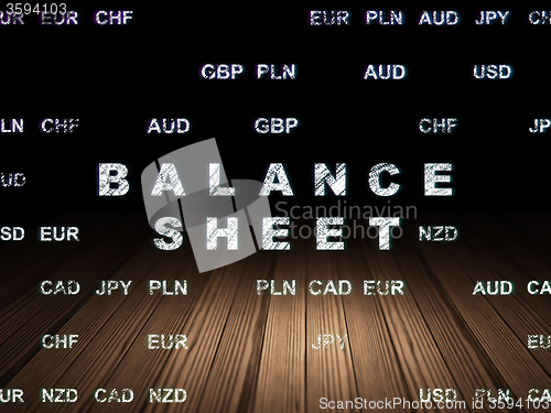 Image of Banking concept: Balance Sheet in grunge dark room