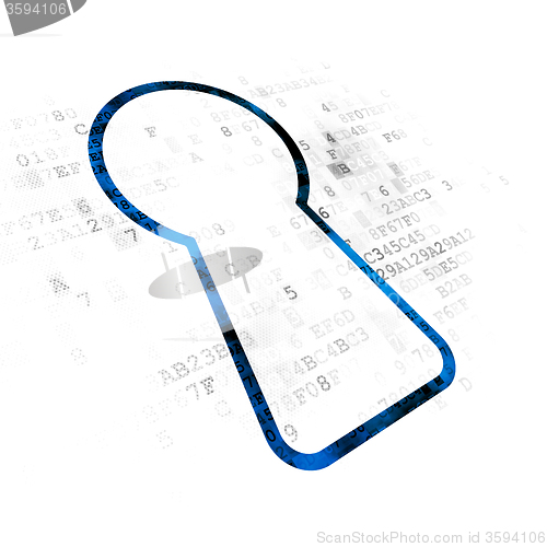 Image of Safety concept: Keyhole on Digital background