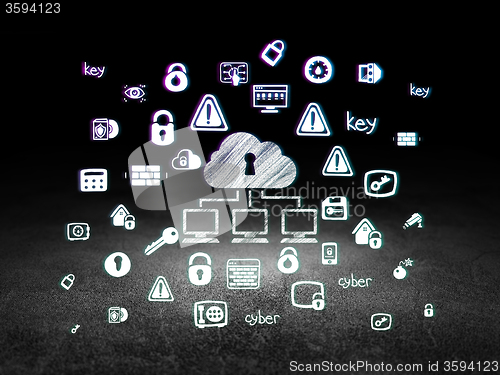 Image of Security concept: Cloud Network in grunge dark room