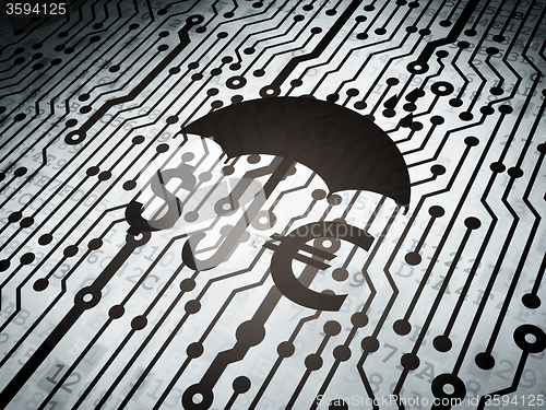 Image of Privacy concept: circuit board with Money And Umbrella