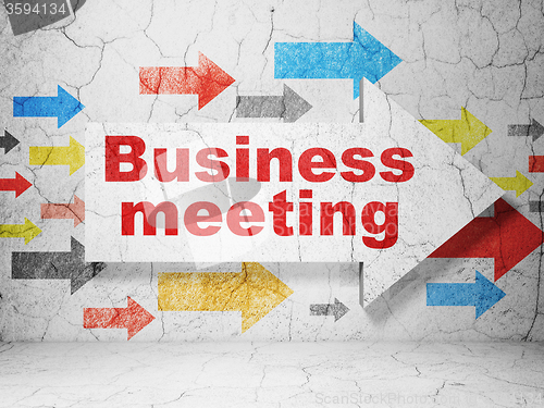 Image of Finance concept: arrow with Business Meeting on grunge wall background