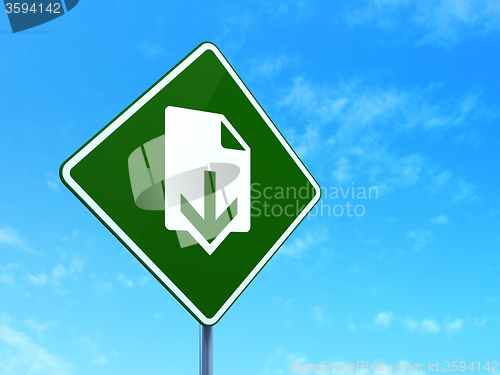 Image of Web development concept: Download on road sign background