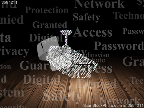Image of Safety concept: Cctv Camera in grunge dark room