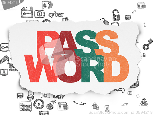 Image of Protection concept: Password on Torn Paper background
