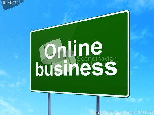 Image of Finance concept: Online Business on road sign background