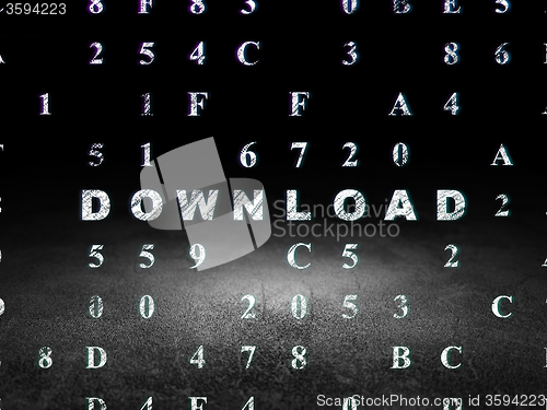 Image of Web design concept: Download in grunge dark room