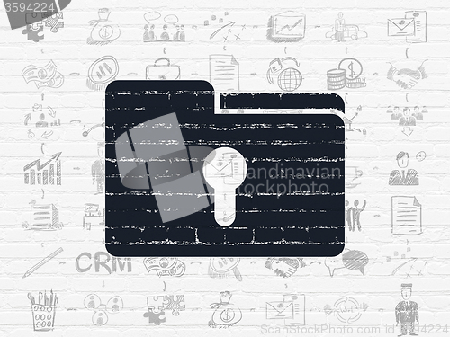 Image of Finance concept: Folder With Keyhole on wall background