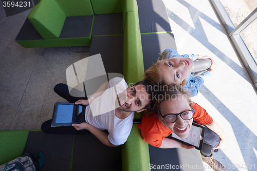 Image of students group working on school  project  together