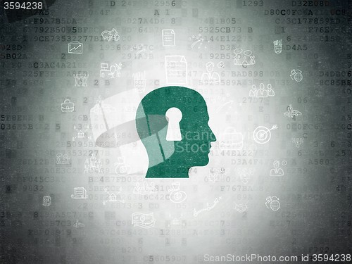 Image of Finance concept: Head With Keyhole on Digital Paper background