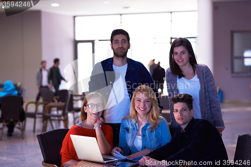 Image of students group standing together as team