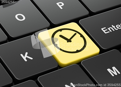 Image of Time concept: Clock on computer keyboard background