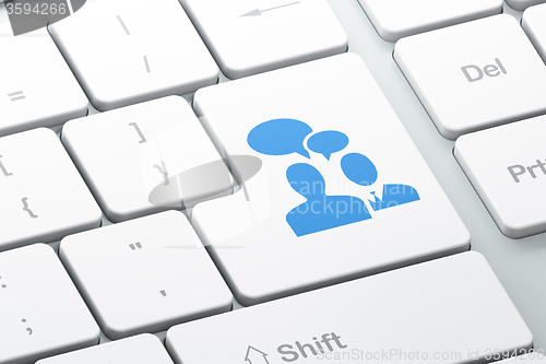 Image of Finance concept: Business Meeting on computer keyboard background