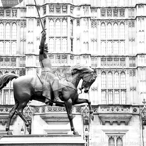 Image of england  historic   marble and statue in old city of london 