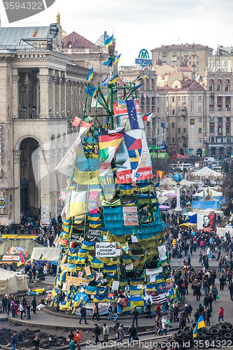 Image of Ukrainian revolution, Euromaidan after an attack by government f