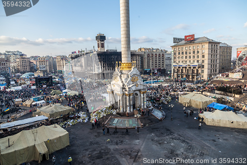 Image of Ukrainian revolution, Euromaidan after an attack by government f