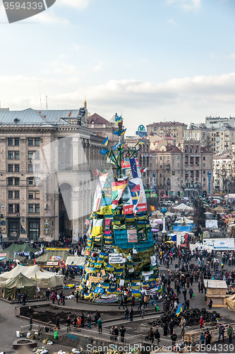 Image of Ukrainian revolution, Euromaidan after an attack by government f