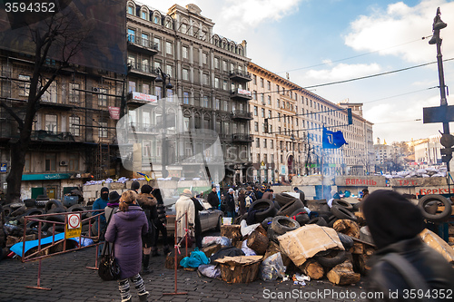 Image of Ukrainian revolution, Euromaidan after an attack by government f