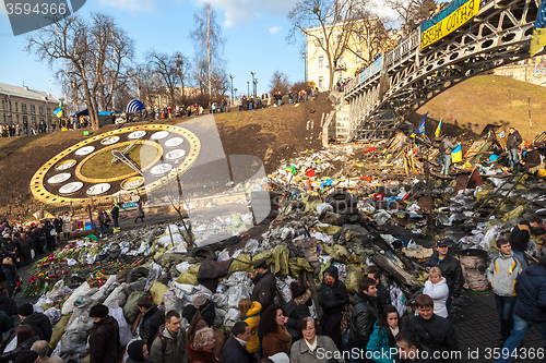 Image of Ukrainian revolution, Euromaidan after an attack by government f