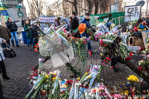 Image of Ukrainian revolution, Euromaidan after an attack by government f