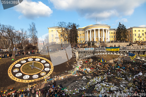 Image of Ukrainian revolution, Euromaidan after an attack by government f