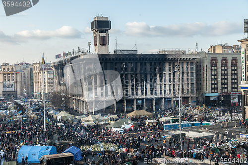 Image of Ukrainian revolution, Euromaidan after an attack by government f