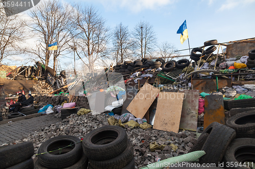 Image of Ukrainian revolution, Euromaidan after an attack by government f