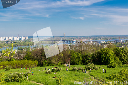 Image of Cityscape of Kiev, Ukraine. Green trees, landscape