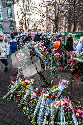 Image of Ukrainian revolution, Euromaidan after an attack by government f