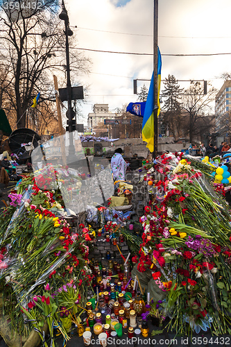 Image of Ukrainian revolution, Euromaidan after an attack by government f