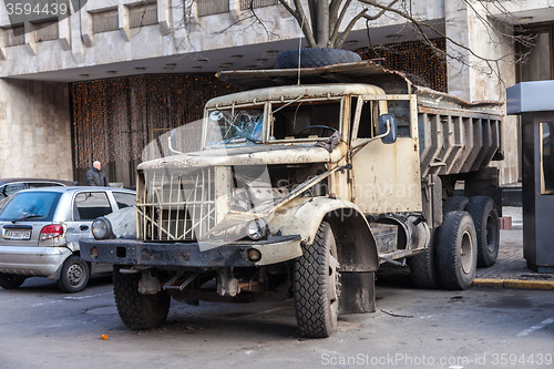 Image of Ukrainian revolution, Euromaidan after an attack by government f