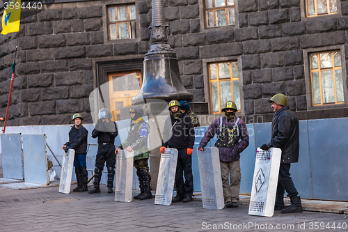 Image of Ukrainian revolution, Euromaidan after an attack by government f