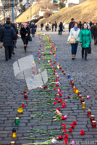 Image of Ukrainian revolution, Euromaidan after an attack by government f