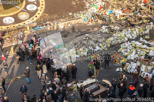 Image of Ukrainian revolution, Euromaidan after an attack by government f